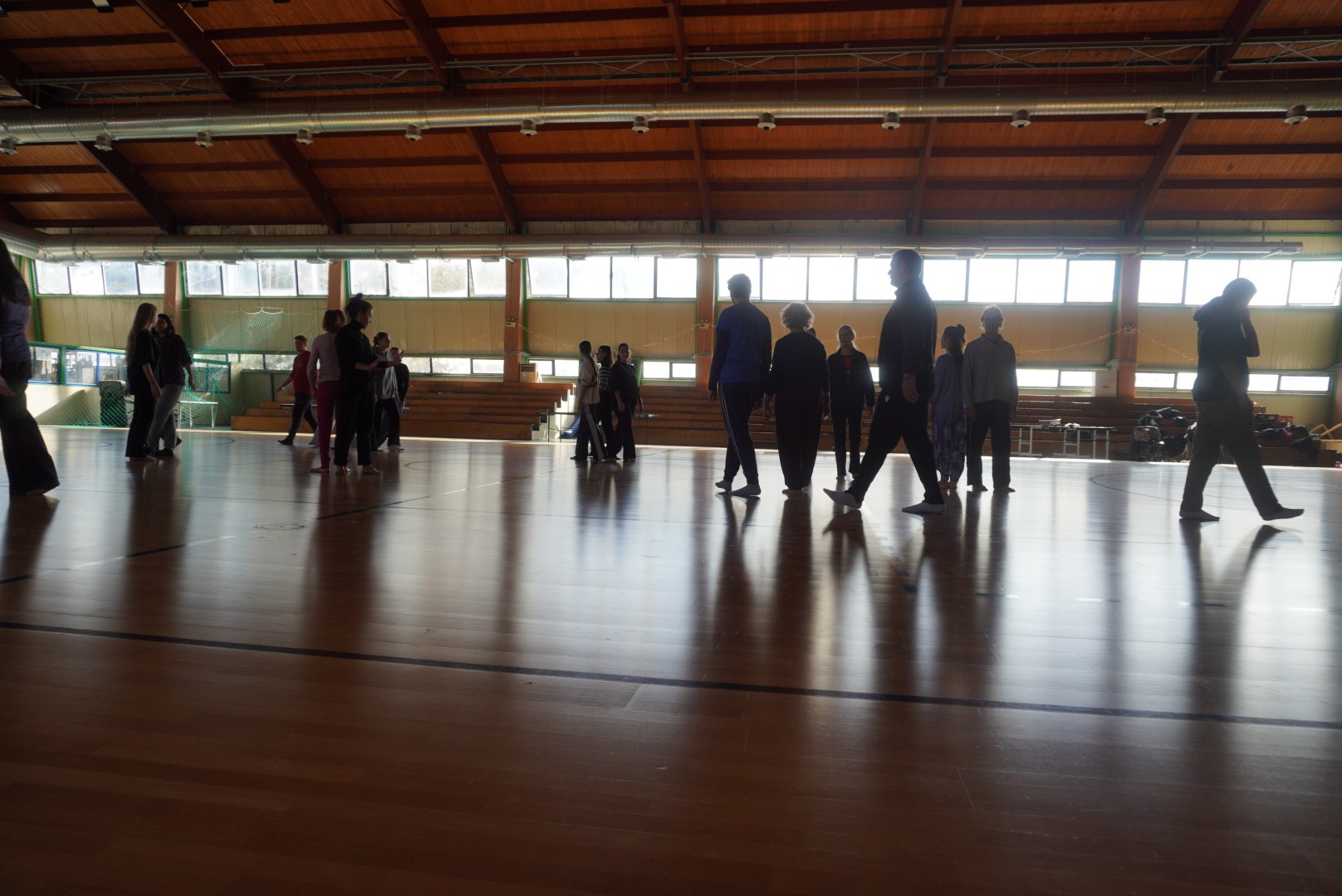 students participating in the workshop at the Sports Center